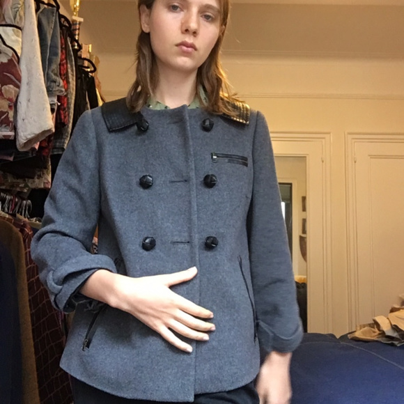 Diane Von Furstenberg Wool and Leather Coat - Picture 4 of 5
